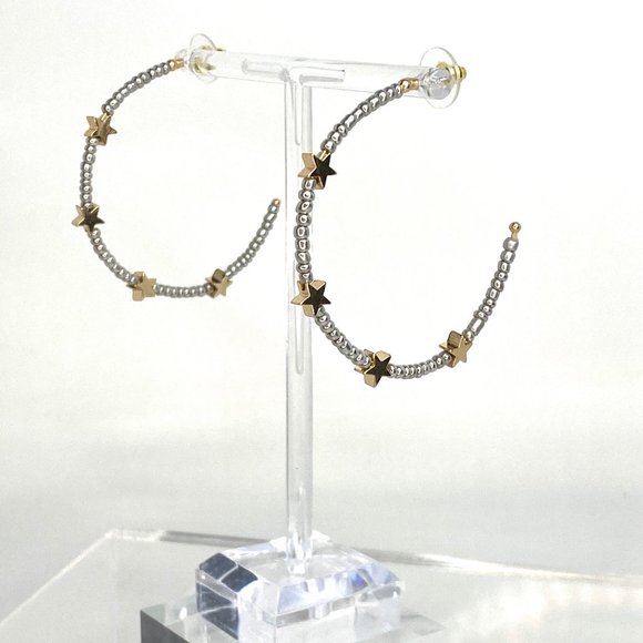 Silver and Gold Tiny Star Hoops - Picture 4 of 6